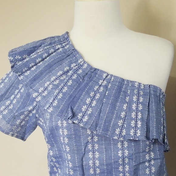 Splendid One Shoulder Ruffle Neck Line Crop Top - Picture 2 of 6